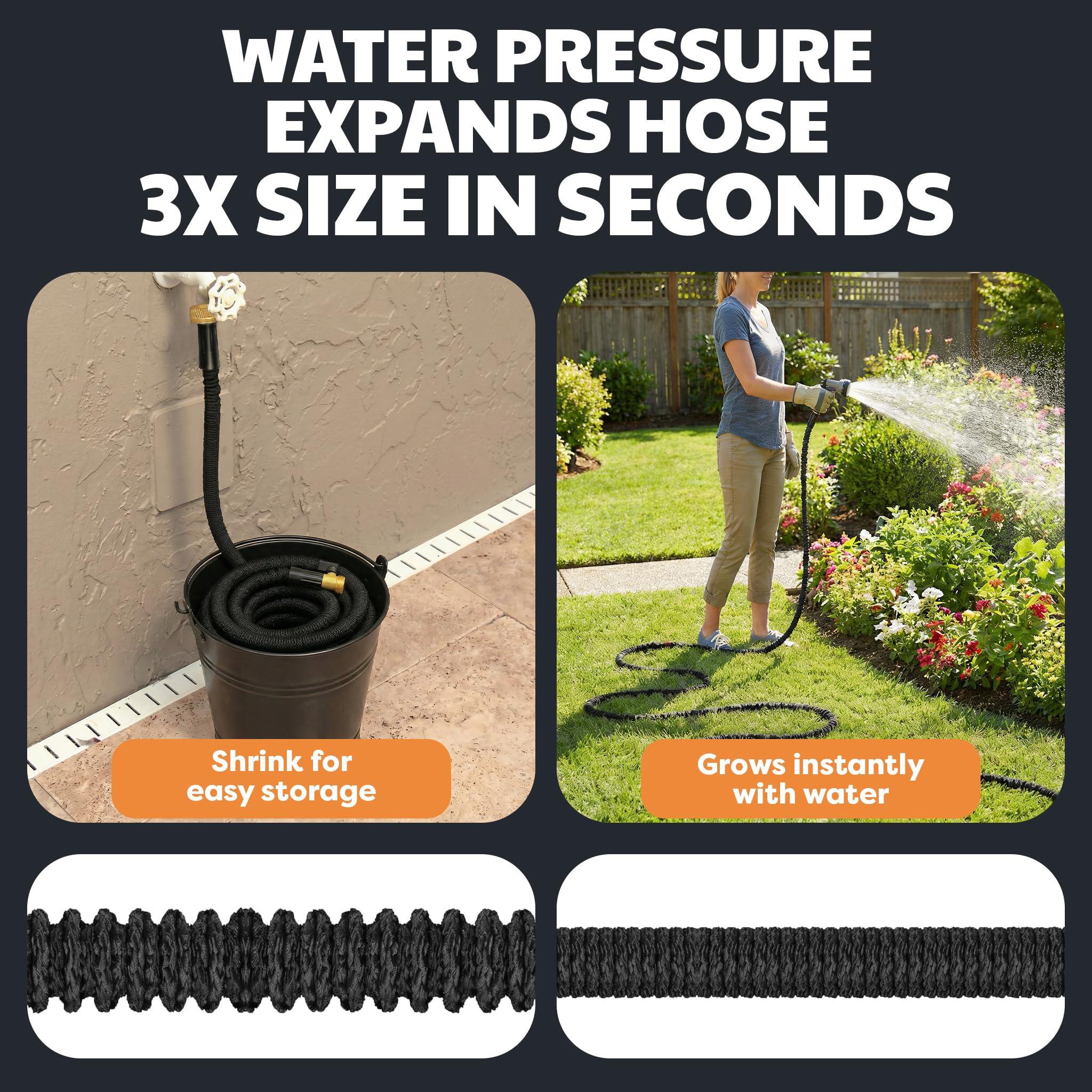 X-Hose Pro Expandable Garden Hose 25Ft, Heavy Duty Lightweight Retractable Water Hose, Flexible Hose, Weatherproof, Crush Resistant Solid Brass Fittings, Kink Free Expandable Hose as Seen on TV 🍁 All In One Marketplace Canada