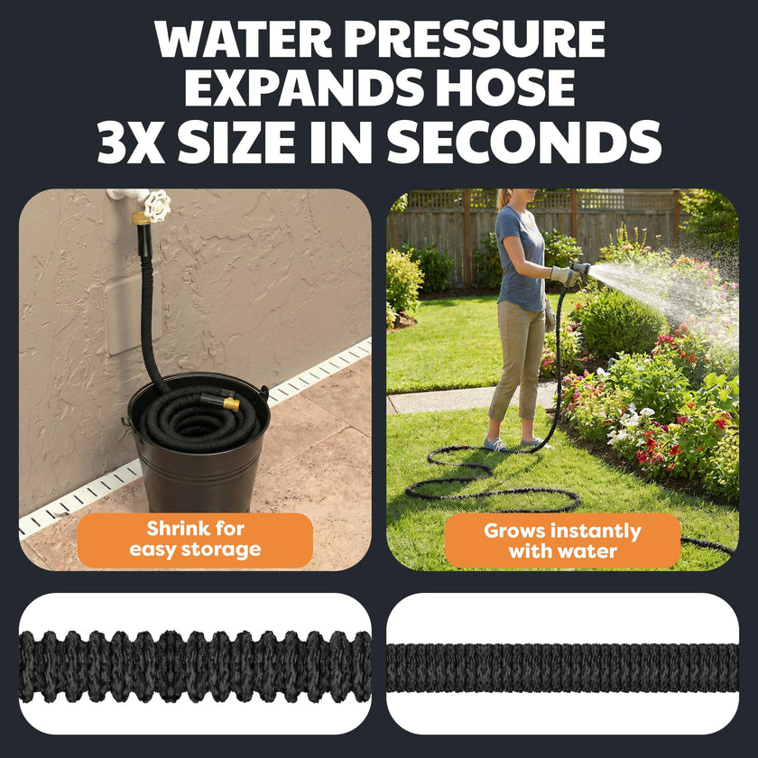 X-Hose Pro Expandable Garden Hose 25Ft, Heavy Duty Lightweight Retractable Water Hose, Flexible Hose, Weatherproof, Crush Resistant Solid Brass Fittings, Kink Free Expandable Hose as Seen on TV 🍁 All In One Marketplace Canada