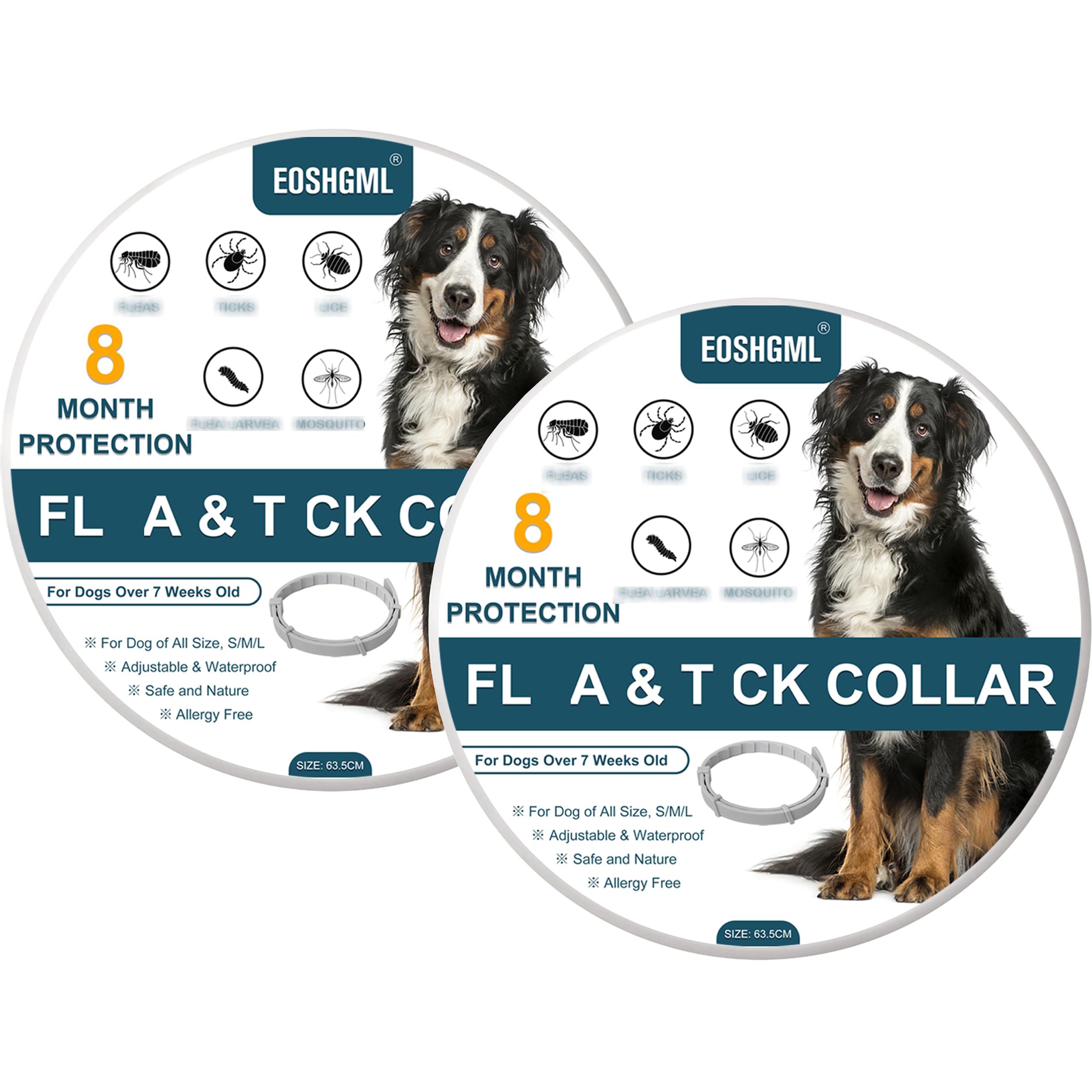 2 Pack Adjustable Collars for Dog, Prevention for 16 Months, Waterproof, 63.5cm for Small, Medium and Large Dogs, Over 7 Weeks Old Use 🍁 All In One Marketplace Canada