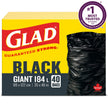 Glad Black Garbage Bags - Giant 184 Litres - 40 Trash Bags Made in Canada of Global Components 🍁 All In One Marketplace Canada