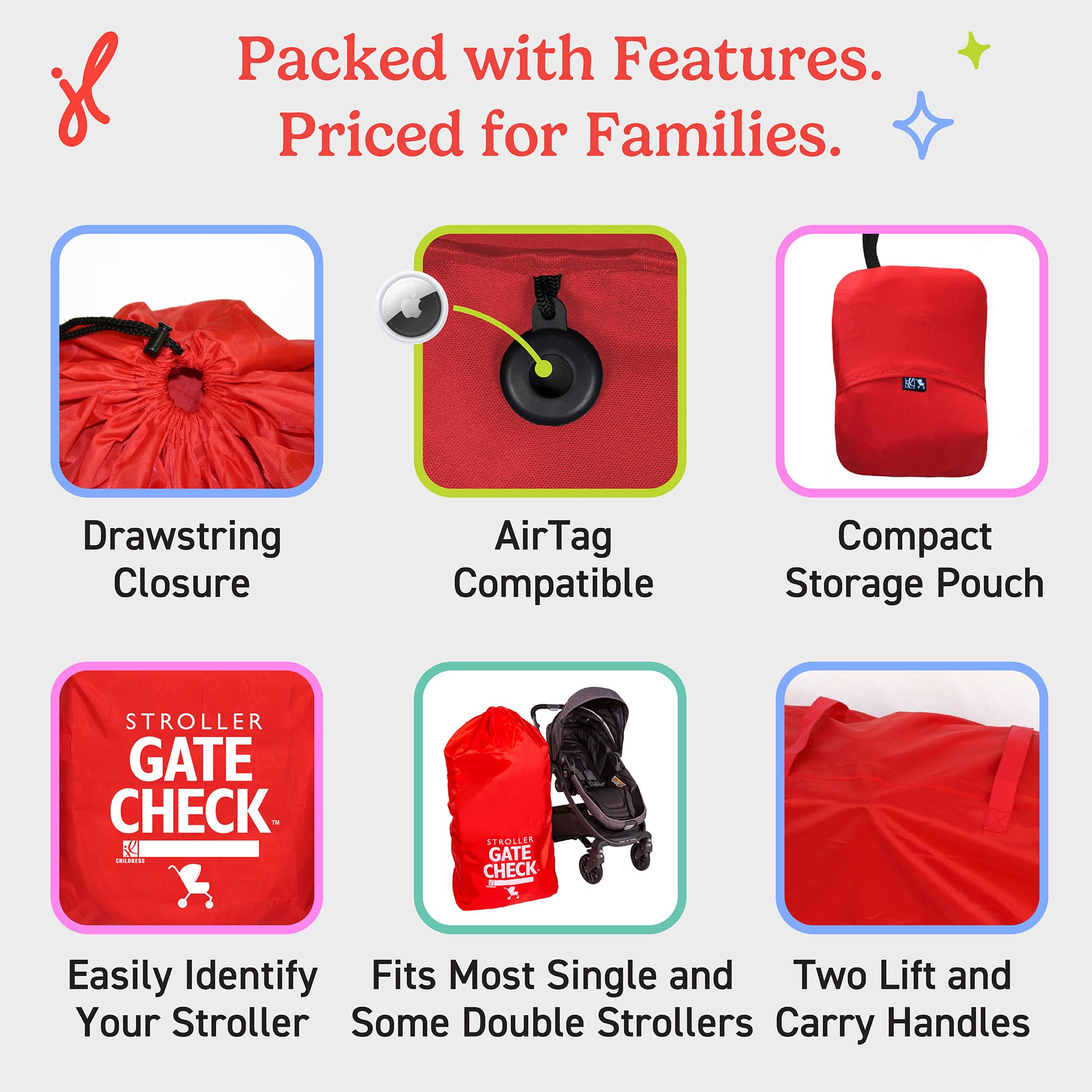 J. L. Childress Gate Check Air Travel Bag for Standard and Double Strollers, Red 🍁 All In One Marketplace Canada