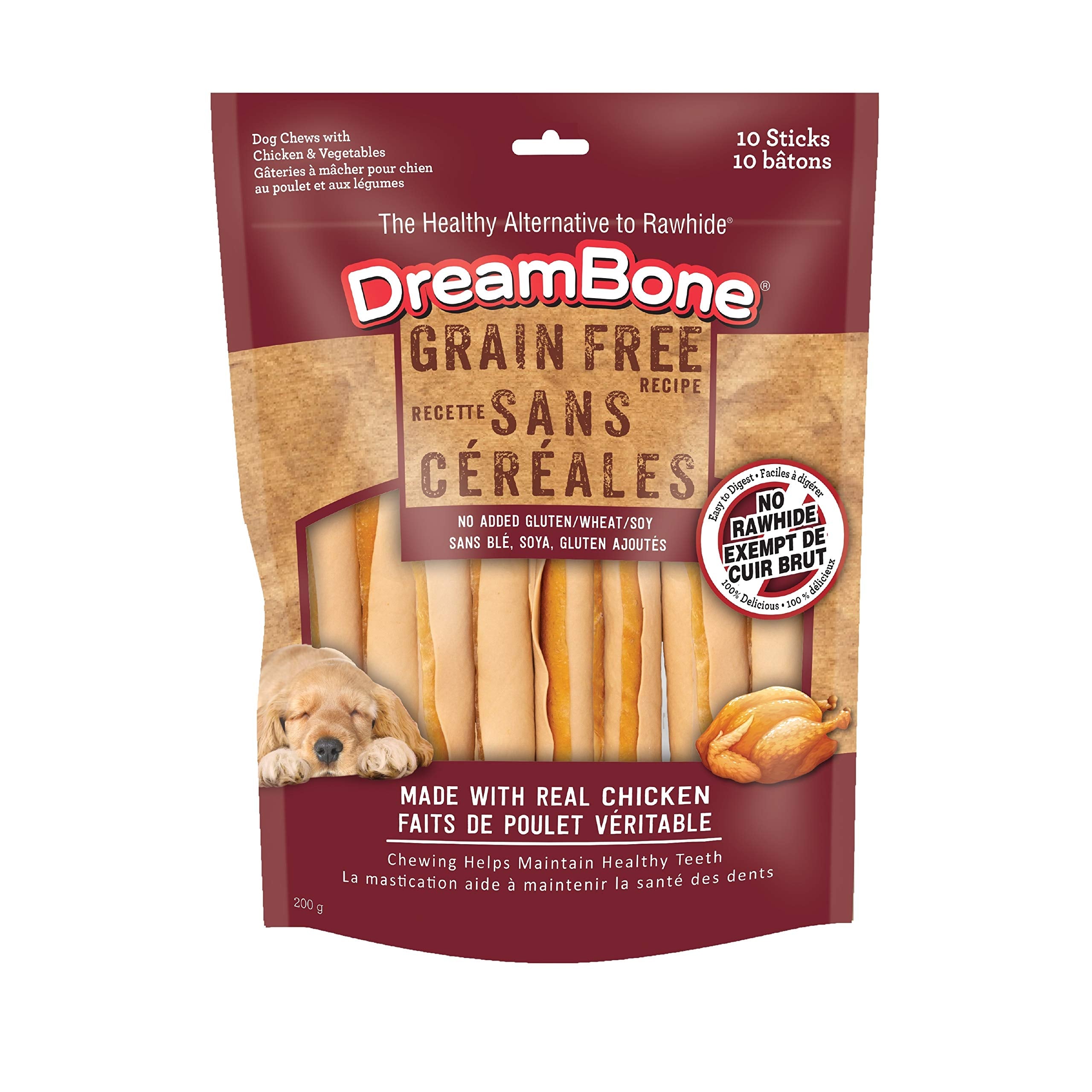 DreamBone Grain Free Recipe Stick Dog Chews, 10 Count, Made with Real Chicken, Rawhide-Free, for All Dogs 🍁 All In One Marketplace Canada
