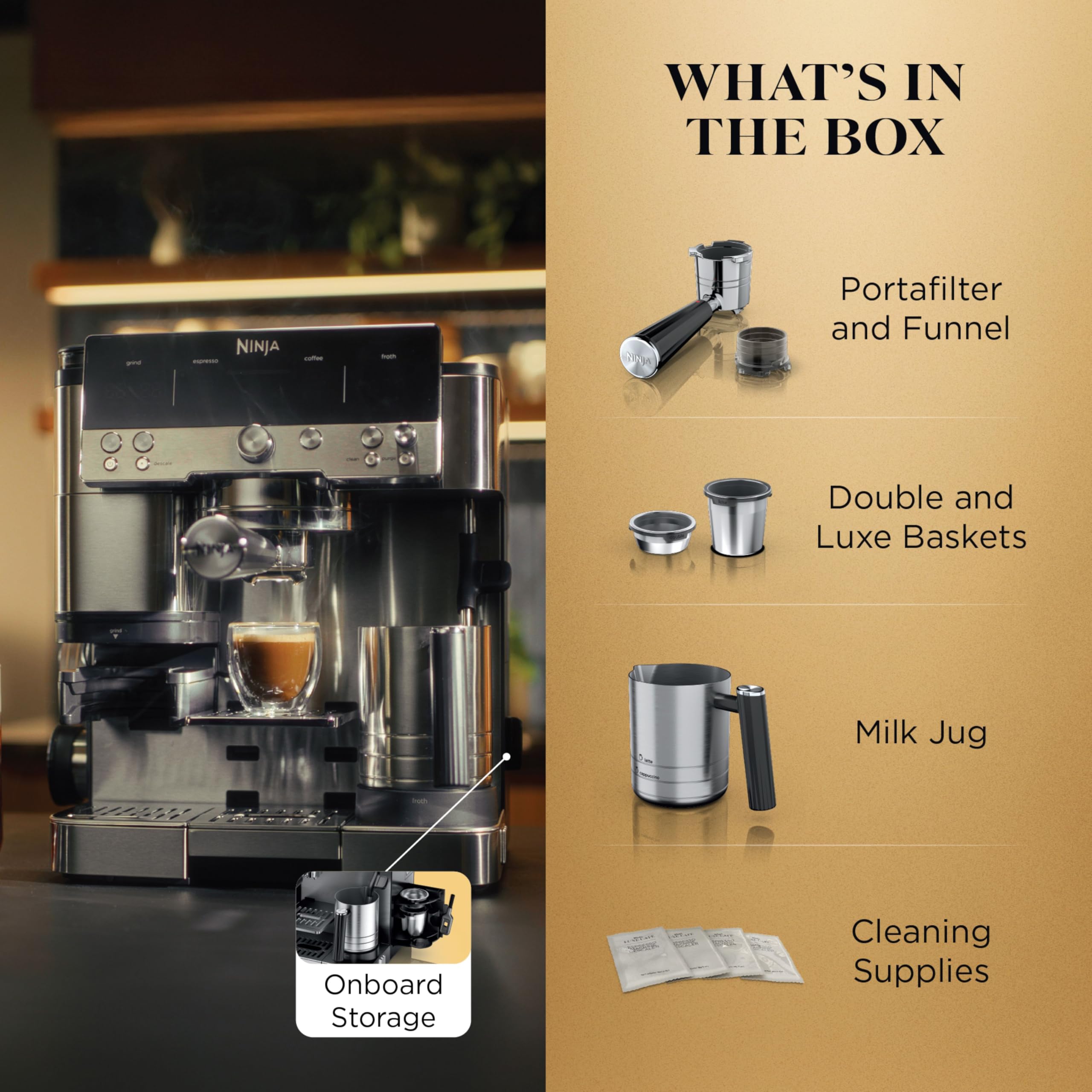 Ninja Espresso Machine, Luxe Café Premier Series, Drip Coffee Maker and Rapid Cold Brew, Integrated Grinder, Assisted Tamper, Hands-Free Frother, ES601C (Canadian Version) 🍁 All In One Marketplace Canada