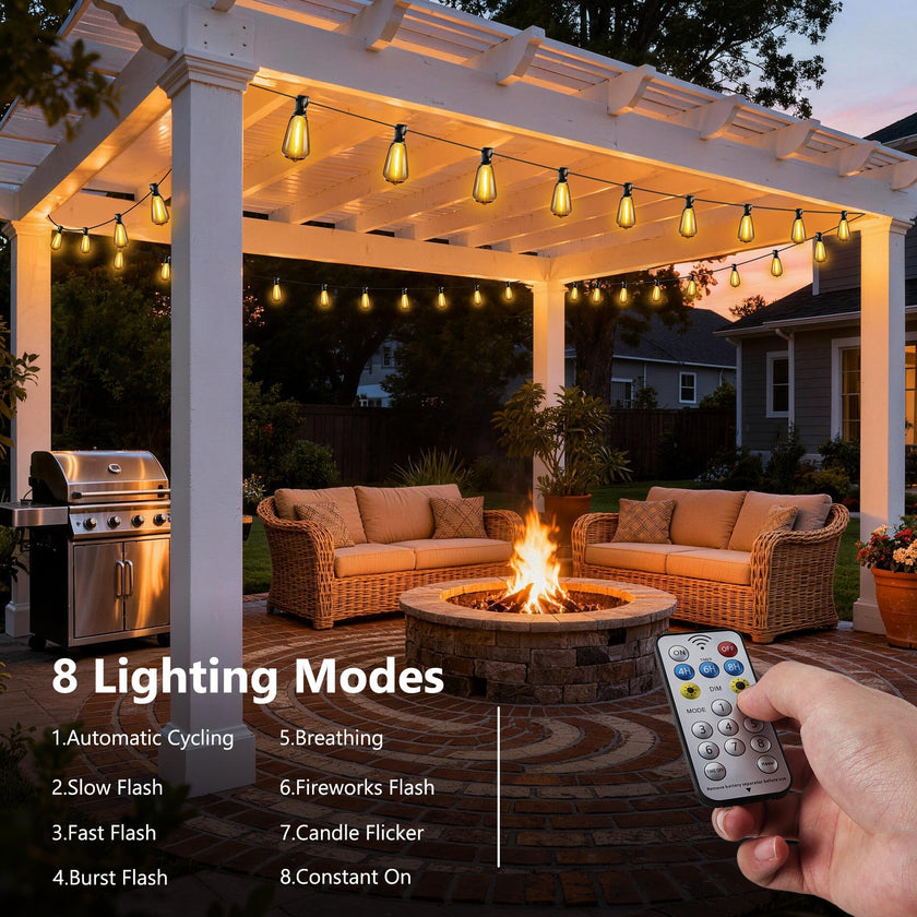 Lomotech Solar String Lights Outdoor Waterproof, 50FT 17+2 LED Shatterproof ST38 Bulbs, Solar String Lights with Remote & Timer, USB & Solar Powered Patio Lights for Outside Backyard Garden Porch 🍁 All In One Marketplace Canada