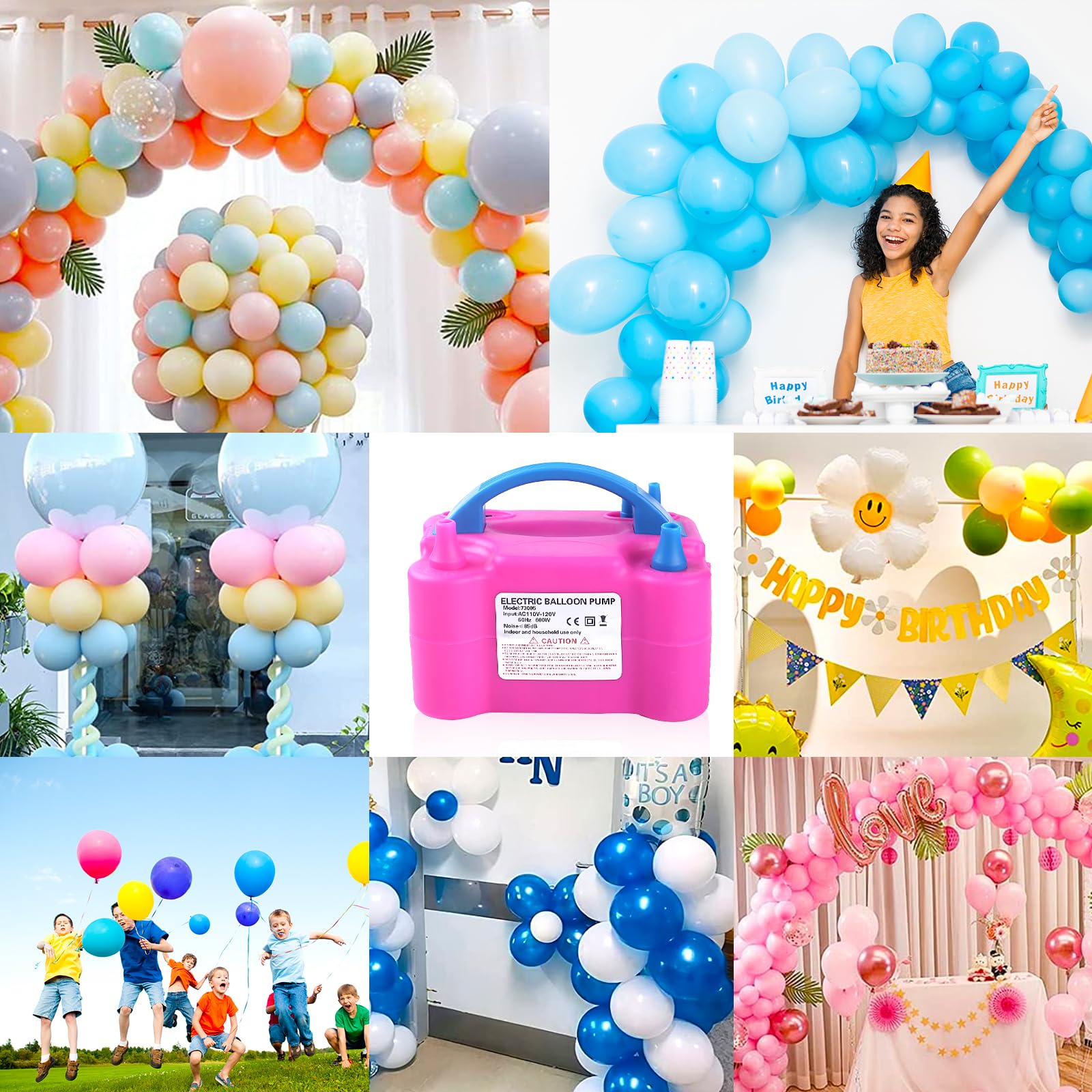 Electric Balloon Pump,Balloon Inflator, Dual Nozzle Electric Air Pump,Balloon Pump Balloons Blower 110V 600W for Party Decoration with Gifts:2 Balloon Tying Tools (Rose red) 🍁 All In One Marketplace Canada