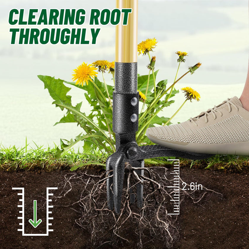 ORMALLA Weed Puller, 43.7in Long Handle Weed Remover, Dandelion Removal Tool, Natural Bamboo Handle and 4 Claws, Stand Up Garden Weed Root Remover, Pet Friendly (43.7in) 🍁 All In One Marketplace Canada