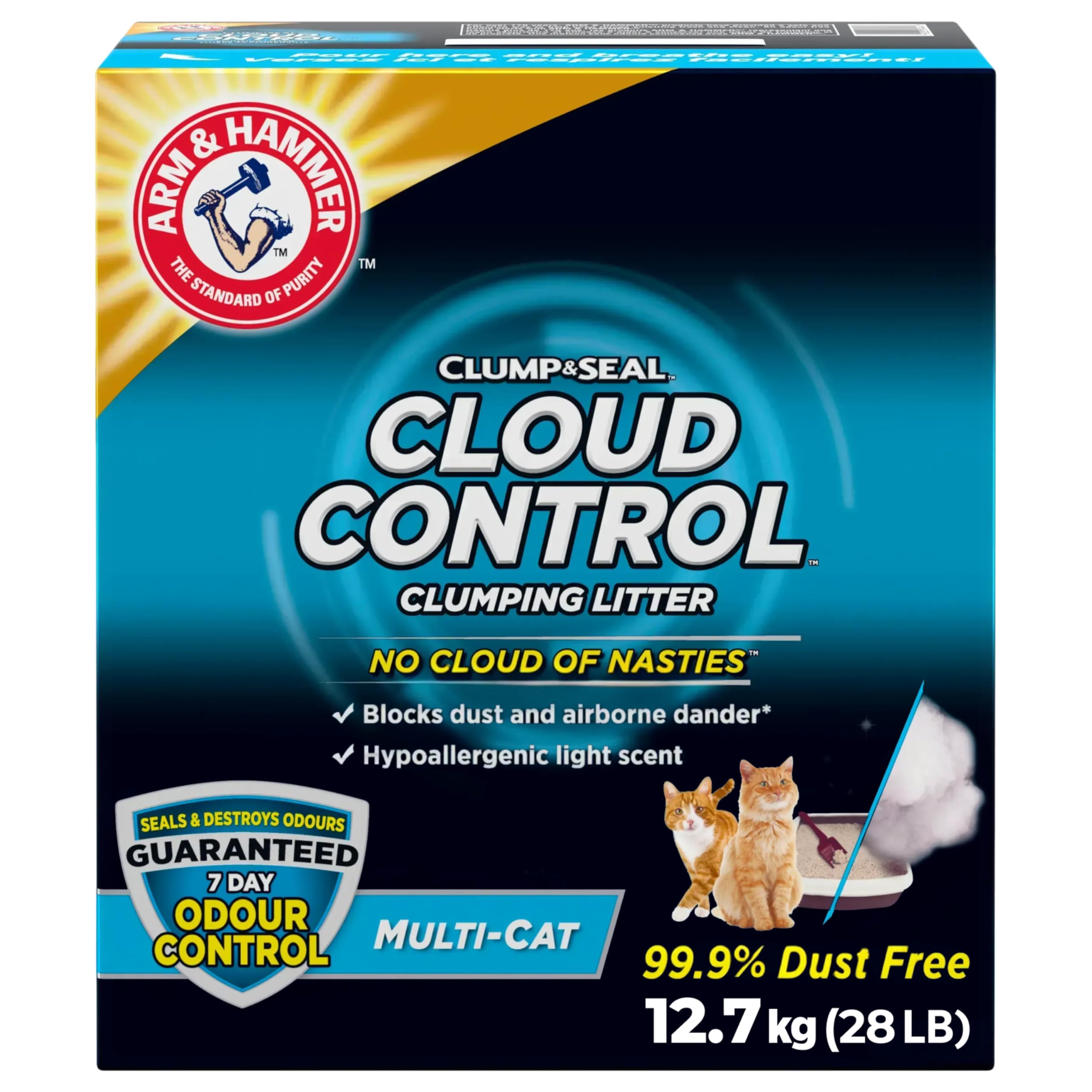 Arm & Hammer Clump & Seal Cloud Control Clay Cat Litter, Multi-Cat, 12.7kg, 7 Days of Odour Control, Dust Free, Clumping Litter (Pack of 1) 🍁 All In One Marketplace Canada