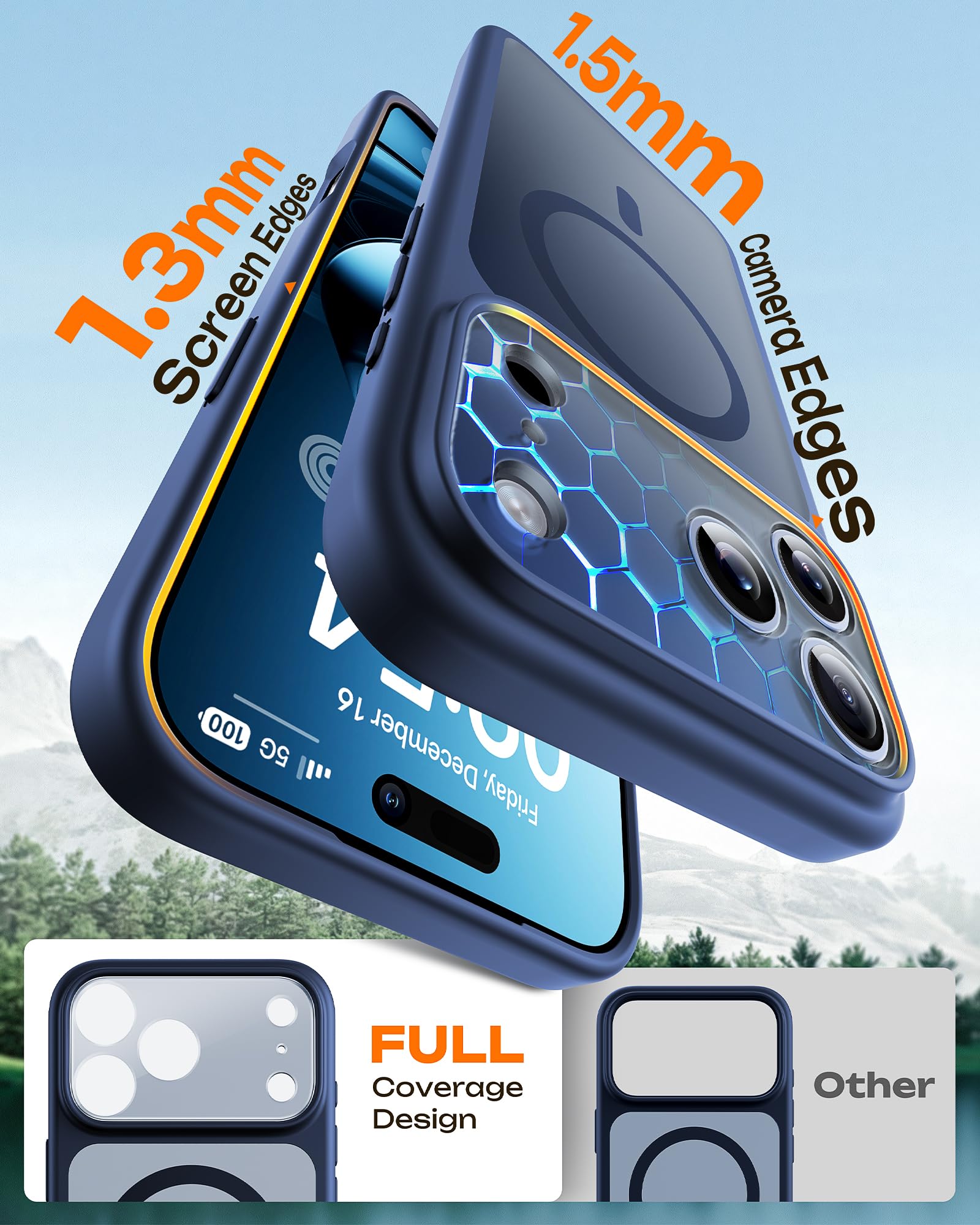 TOCOL Case for Phone 17 Pro, Full Camera Protection, Built-in Magnets, Compatible with Magsafe, Drop Protection, Translucent Matte Phone Case for Phone 17 Pro 6.3 inch (Dark Blue) 🍁 All In One Marketplace Canada