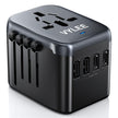VYLEE Universal International Power Travel Plug Adapter, 5 in 1 European Travel Plug Adapter W/ 3.5A 2xUSB-A and 2xUSB C Wall Charger and Worldwide AC Outlet for Europe USA UK AUS Asia (Black Grey) 🍁 All In One Marketplace Canada
