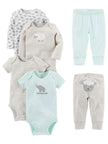 Simple Joys by Carter's Baby 6-Piece Neutral Bodysuits (Short and Long Sleeve) and Pants Set, Gray Lamb, 3-6 Months 🍁 All In One Marketplace Canada