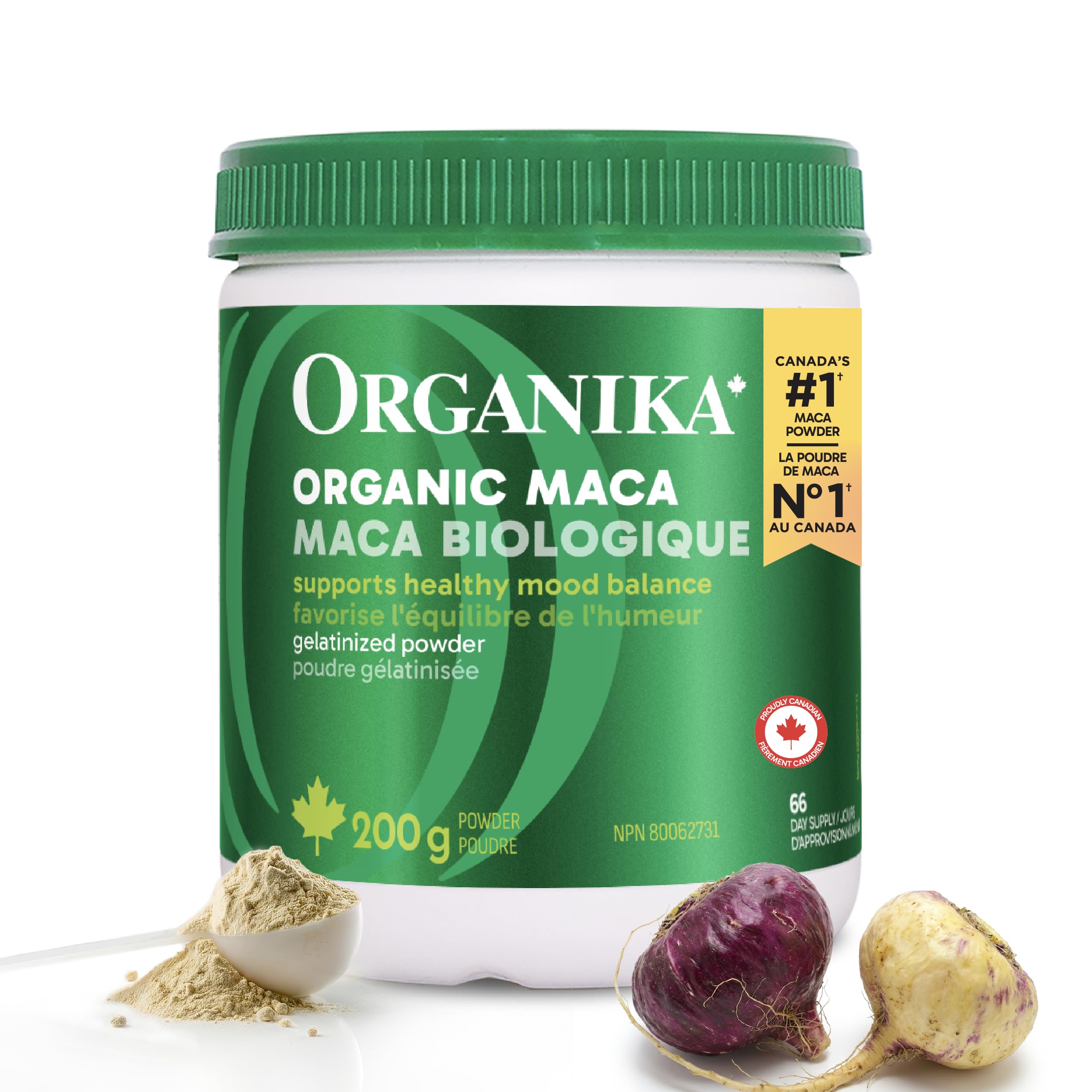 Organika Maca Certified Organic Powder- Gelatinized for High Bioavialability, Hormone Balance, Adaptogen to Help with Stress and Energy - 200 g 🍁 All In One Marketplace Canada