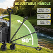 100KG Collapsible Foldable Wagon Carts - Heavy Duty Portable Folding Utility Wagons with All-Terrain Wheels for Grocery Sports Shopping Camping Garden Beach, 2 Drink Holders/Lightweight/Black 🍁 All In One Marketplace Canada