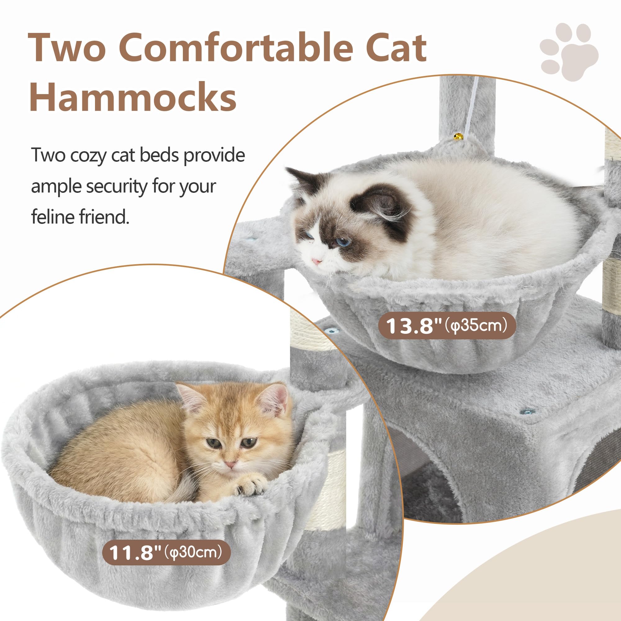 Gitelsnour Cat Tree, Cat Tower with condo, 2 Baskets, Large Platform, Scratch Board, Cat Scratching Posts for Indoor Cats, Light Gray GCT003SW 🍁 All In One Marketplace Canada