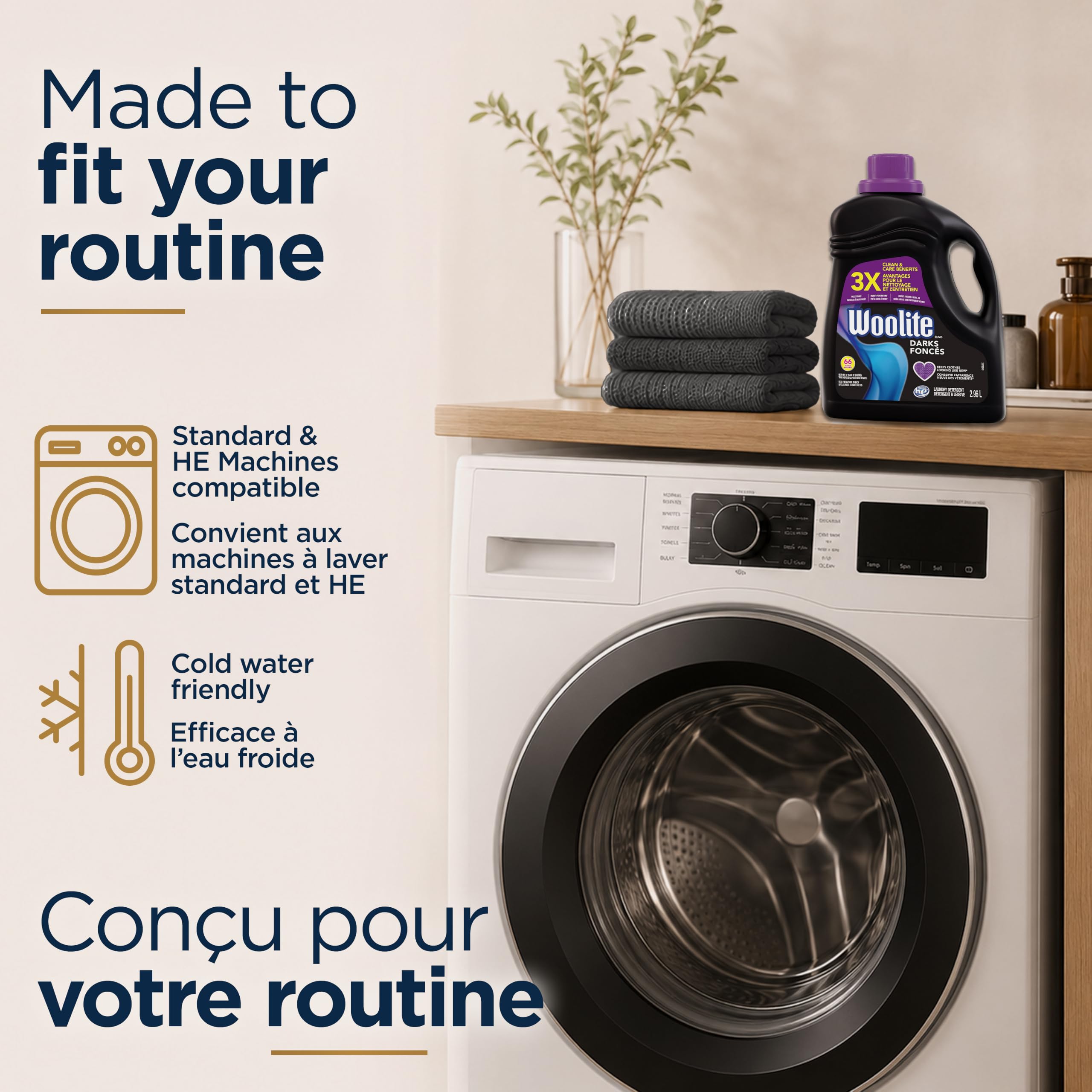 Woolite Darks Laundry Detergent for Dark Clothing; 2.96 L, 66 Loads; Helps Keep Clothes Looking Like New with Advanced Care & Fabric Guard Complex; Protects from Fading & Pilling Up 20 Washes 🍁 All In One Marketplace Canada