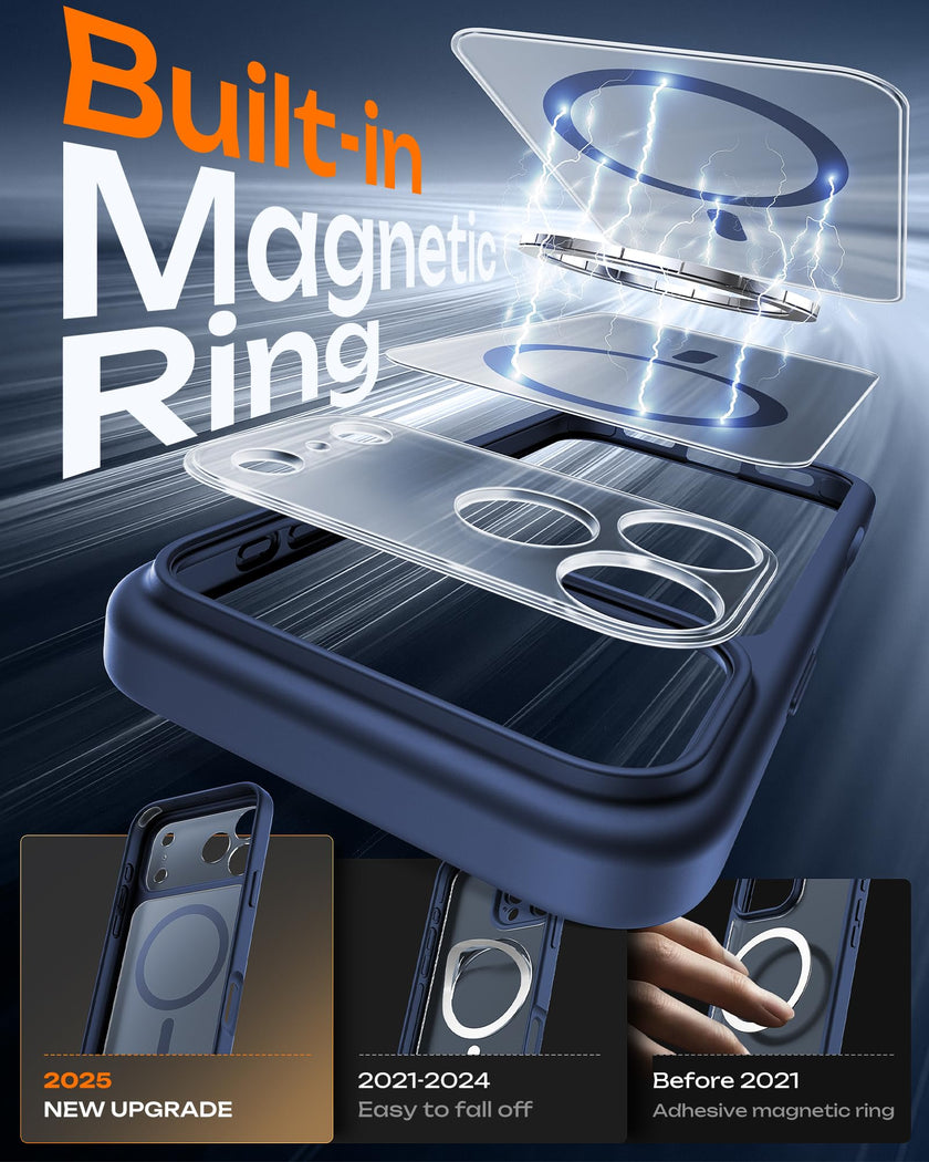 TOCOL Case for Phone 17 Pro Max, Full Camera Protection, Built-in Magnets, Compatible with Magsafe, Drop Protection, Translucent Matte Phone Case for 17 ProMax 6.9 inch (Dark Blue) 🍁 All In One Marketplace Canada