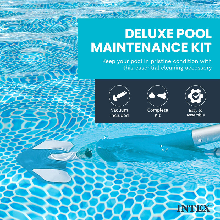 INTEX 28003E Deluxe Above Ground Pool Maintenance Kit for Minimum 800 GPH Flow Rates with Vacuum, 110
