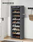 SONGMICS 10-Tier Shoe Rack, Shoe Storage Organizer Cabinet with Dustproof Cover, Free-Standing, for Closet, Entryway, Hold 27-35 Pairs, for Sneakers, High Heels, Gray URXJ10G01 🍁 All In One Marketplace Canada