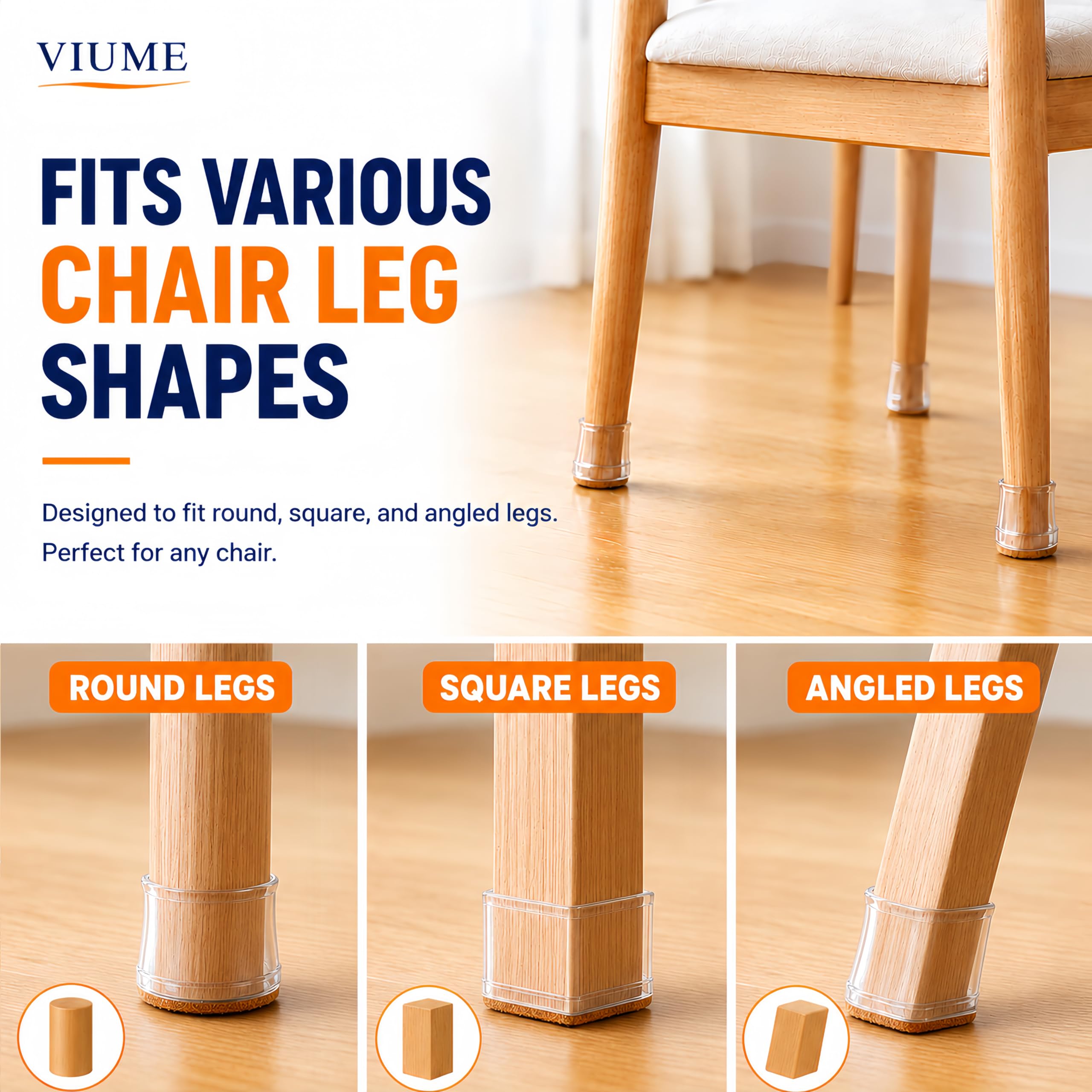 32 Pcs Chair Leg Floor Protectors for Hardwood Floors Silicone Covers to Protect Wood Tile Floors Felt Pads Furniture Leg Caps Anti-Scratch Reduce Noise (Fit:1.3
