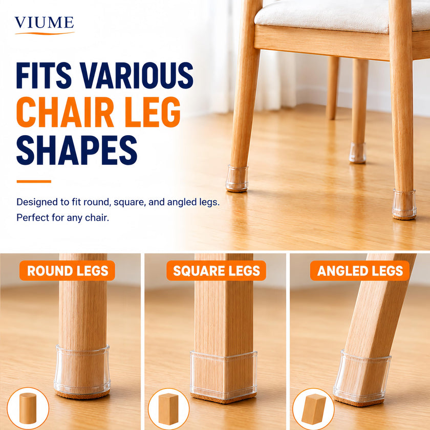 32 Pcs Chair Leg Floor Protectors for Hardwood Floors Silicone Covers to Protect Wood Tile Floors Felt Pads Furniture Leg Caps Anti-Scratch Reduce Noise (Fit:1.3