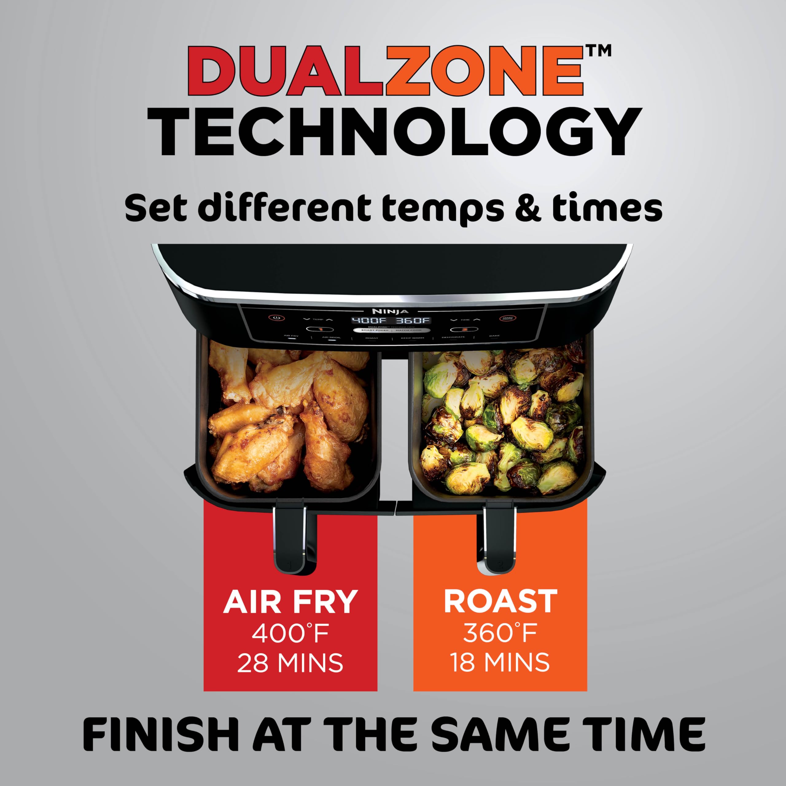 Ninja Foodi 10-qt. 6-in-1 DualZone XL Air Fryer, 2 Independent Baskets, Match Cook & Smart Finish to Air Fry, Air Broil, Roast, Bake, Dehydrate, & Keep Warm, Black, DZ302C (Canadian Version) 🍁 All In One Marketplace Canada