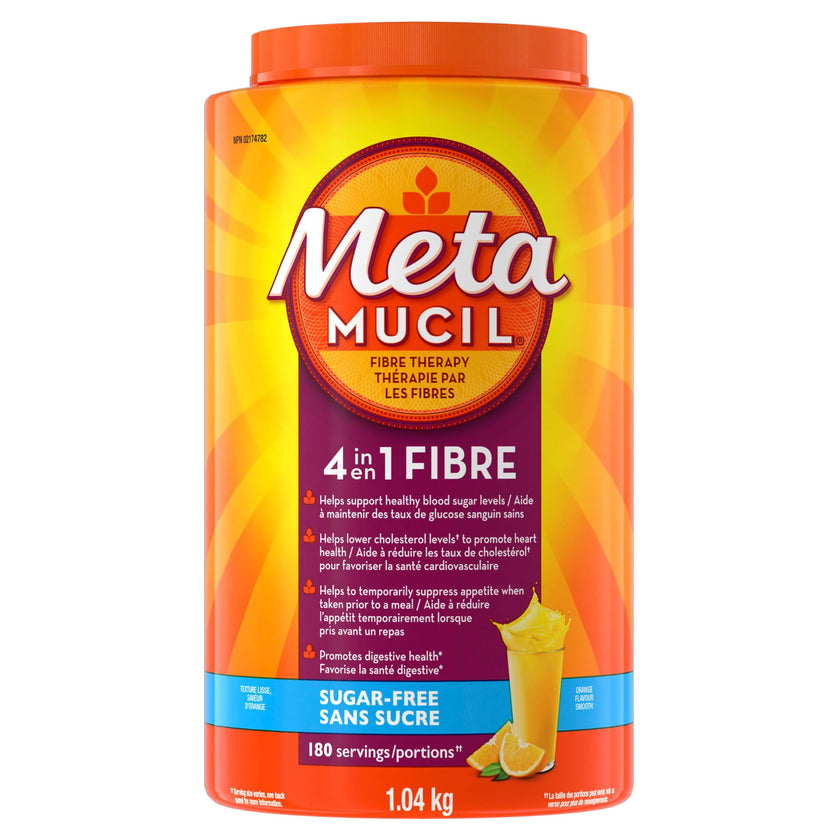 Metamucil, Daily Psyllium Husk Powder Supplement, Sugar-Free, 4-in-1 Fibre for Digestive Health, Orange Smooth Flavored Drink, 180 Servings 🍁 All In One Marketplace Canada