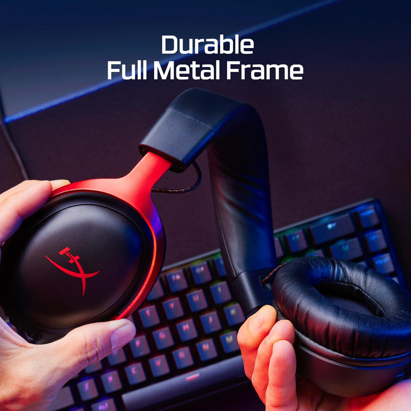 HyperX Cloud III – Wired Gaming Headset, PC, PS5, Xbox Series X|S, Angled 53mm Drivers, DTS Spatial Audio, Memory Foam, Durable Frame, Ultra-Clear 10mm Mic, USB-C, USB-A, 3.5mm – Black/Red 🍁 All In One Marketplace Canada