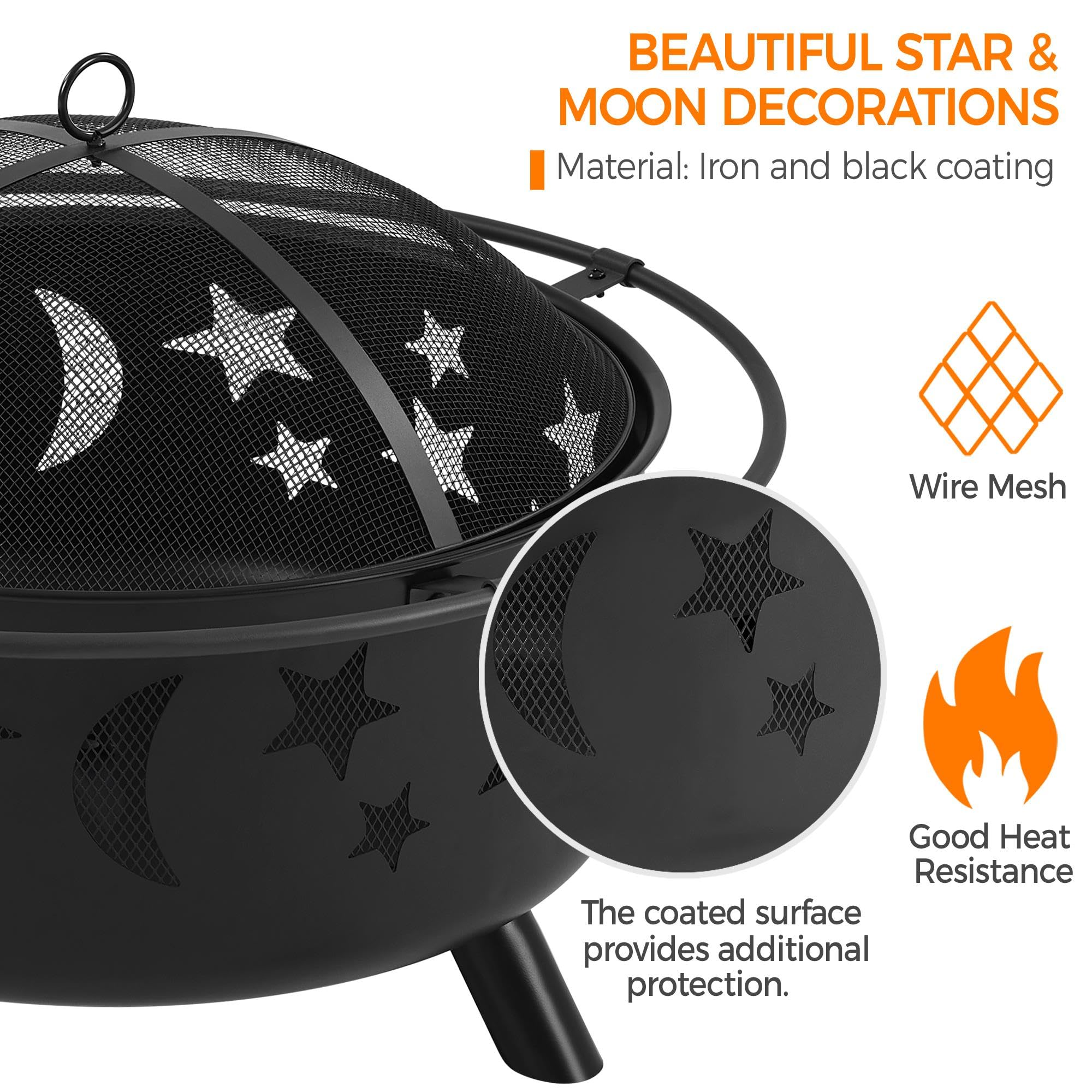 Yaheetech 30in Fire Pits with Poker & Spark Screen Deep Large Fire Bowl 🍁 All In One Marketplace Canada