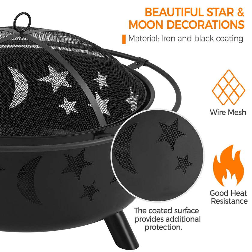 Yaheetech 30in Fire Pits with Poker & Spark Screen Deep Large Fire Bowl 🍁 All In One Marketplace Canada
