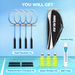 HIRALIY Badminton Rackets for Outdoor Backyard Games, Lightweight Badminton Set of 4 for Kids & Adults & Beginners, Including 4 Rackets, 12 Nylon Shuttlecocks, 4 Replacement Grip Tapes, 1 Carrying Bag 🍁 All In One Marketplace Canada