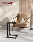 VASAGLE C-Shaped End Table, Small Side Table for Couch, Sofa Table with Metal Frame for Living Room, Bedroom, Bedside, Rustic Brown and Black ULET350B01 🍁 All In One Marketplace Canada