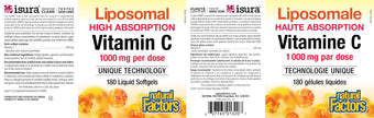 Natural Factors Liposomal Vitamin C, HIGH ABSORPTION, 180 Liquid Softgels, 1000 mg per Serving (2 Softgels), Immune Support, Antioxidants, Proudly Canadian 🍁 All In One Marketplace Canada