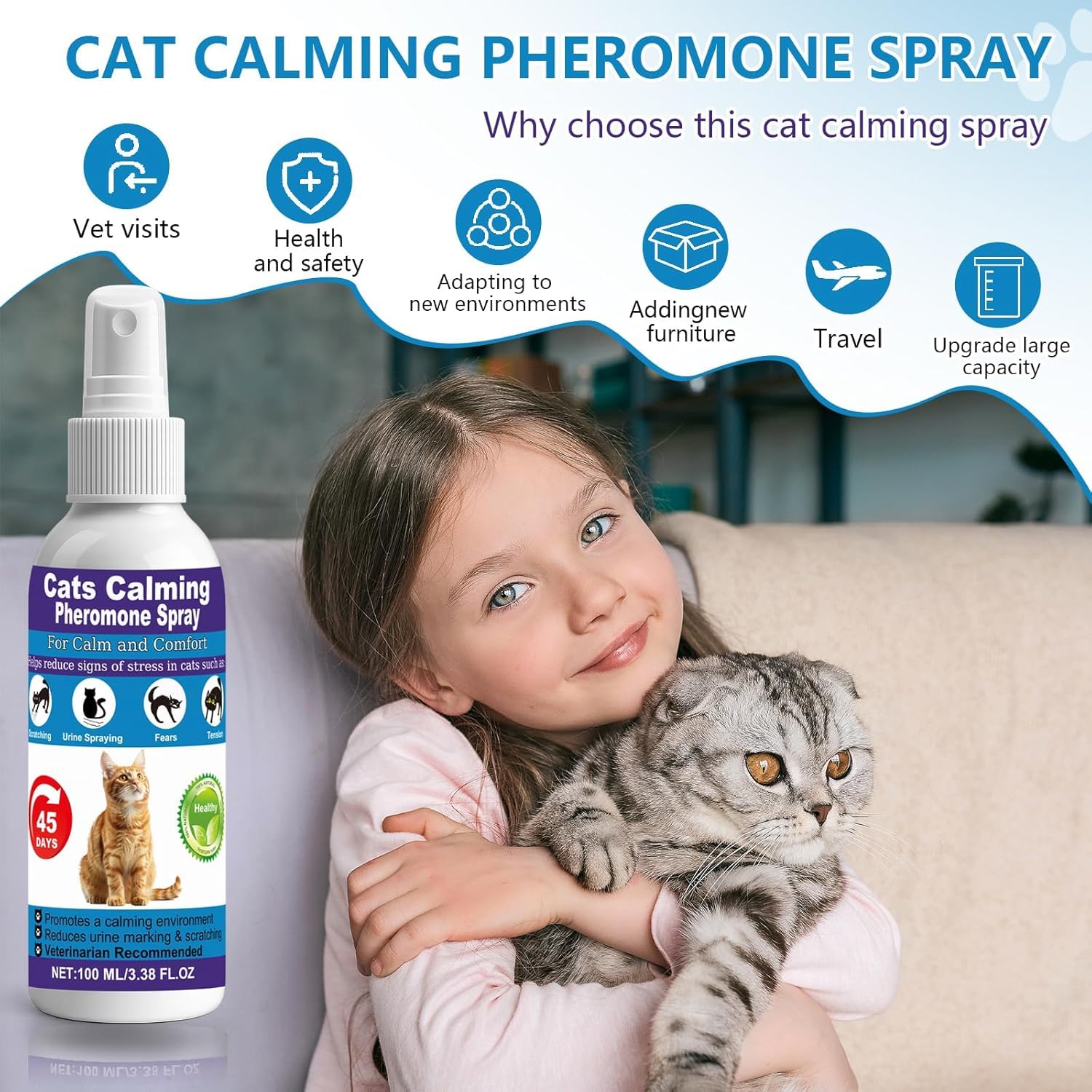 Cat Calming Spray & Cat Pheromone Spray – Stress & Anxiety Relief for Cats & Kittens, Reduces Scratching, Peeing & Marking, Safe Drug-Free Formula with F3 Cat Pheromones,2 Pack 🍁 All In One Marketplace Canada
