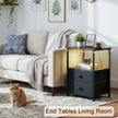 LOAKEKEL Night Stands Set 2, Bedside Table with Charging Station and LED Light, Nightstand with 2 AC Outlets and USB Ports, End Table with 2 Fabric Drawers for Bedroom, Living Room, Black, HETS02BK 🍁 All In One Marketplace Canada