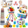 6 in 1 Baby Montessori Toys for 6-12 Months, Montessori Toys for Babies Incl Pull String Toy, Stacking Cups, Tissue Box Toy, Suction Cup Spinner Toys, Stacking Blocks, Activity Cube Gift for Boy Girl 🍁 All In One Marketplace Canada