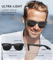 LUENX Polarized Sunglasses for Men Women UV400 Protection Non-mirrored Black Lens Matte Black Square Frame 54MM 🍁 All In One Marketplace Canada