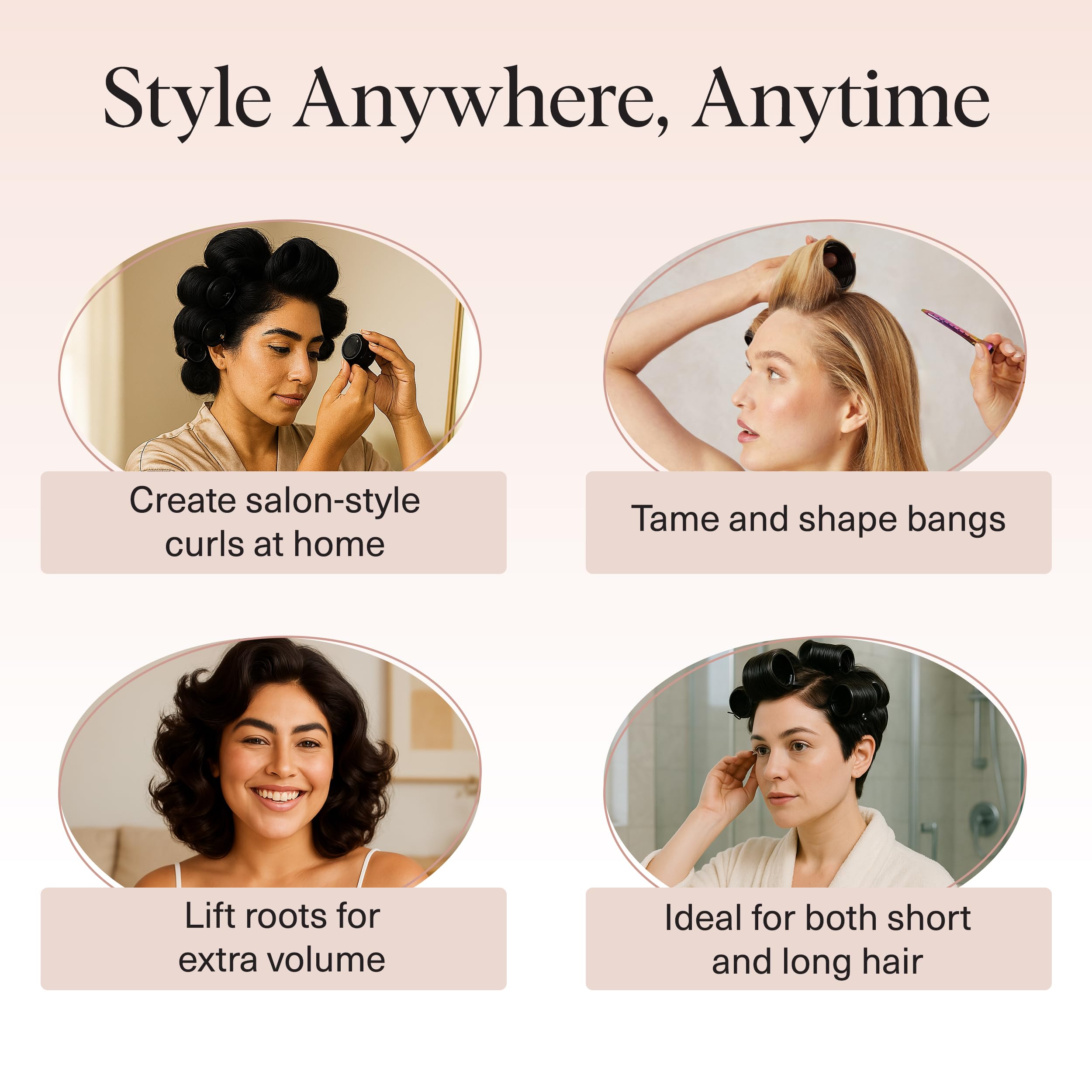 Kitsch Ceramic Thermal Hair Rollers for Women – Self Grip Hair Curlers for Heatless Curls Overnight - Volumizing Large Rollers for Short & Long Hair - For Long Lasting Frizz-Free Curls - Black, 8pcs 🍁 All In One Marketplace Canada