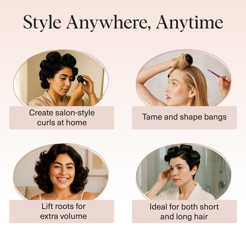 Kitsch Ceramic Thermal Hair Rollers for Women – Self Grip Hair Curlers for Heatless Curls Overnight - Volumizing Large Rollers for Short & Long Hair - For Long Lasting Frizz-Free Curls - Black, 8pcs 🍁 All In One Marketplace Canada