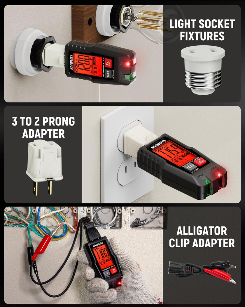 KAIWEETS Circuit Breaker Finder with LCD Display, GFCI Outlet Tester, Electrical Circuit Tracer Tool with NCV Test & Flashlight, Includes Carrying Case and Adapters- KT301P 🍁 All In One Marketplace Canada