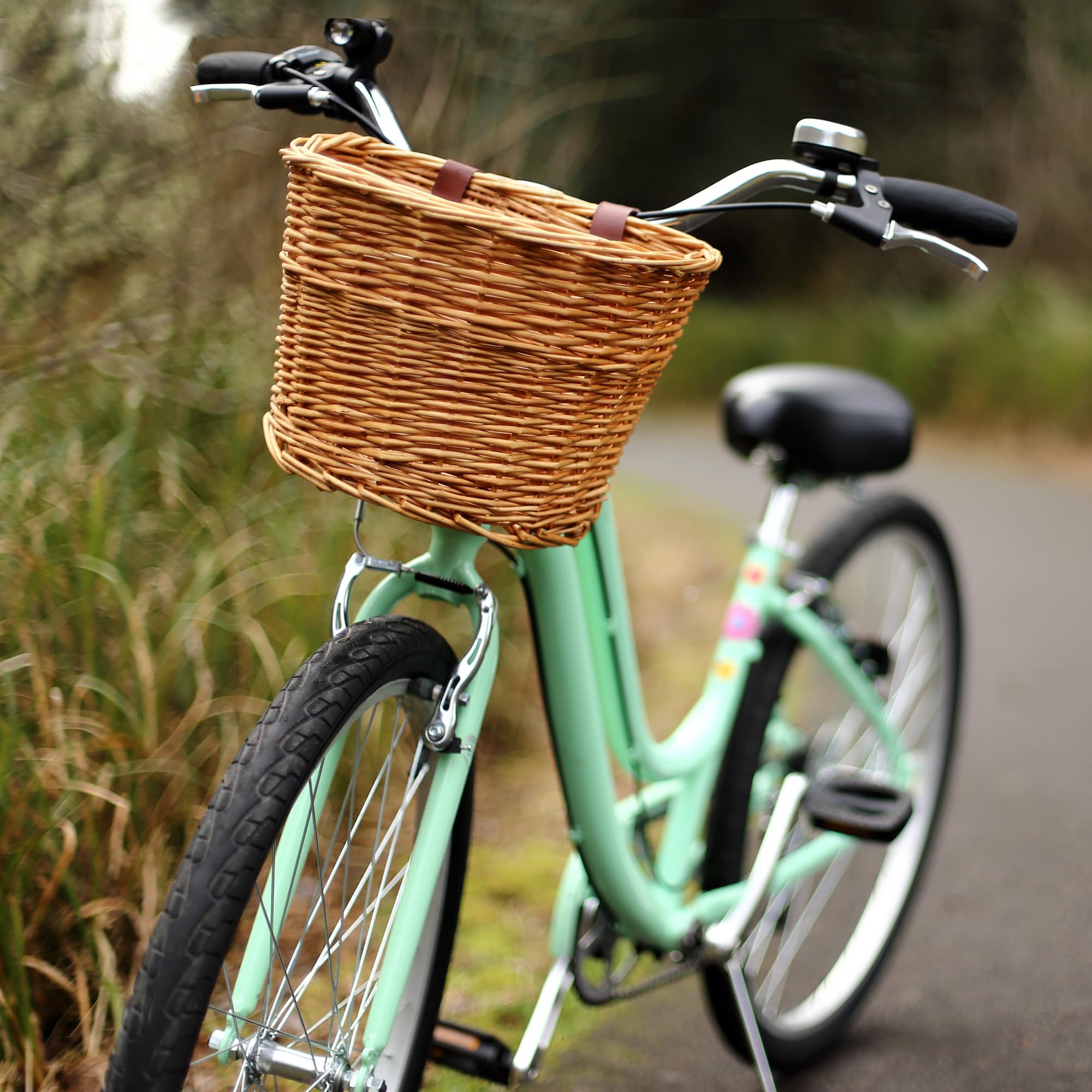 ProSource Wicker Bike Basket Front Cargo for Women and Men, Fits Most Bicycles, Beach Cruisers, Stationary Equipment, and Ebikes, Light Brown 🍁 All In One Marketplace Canada