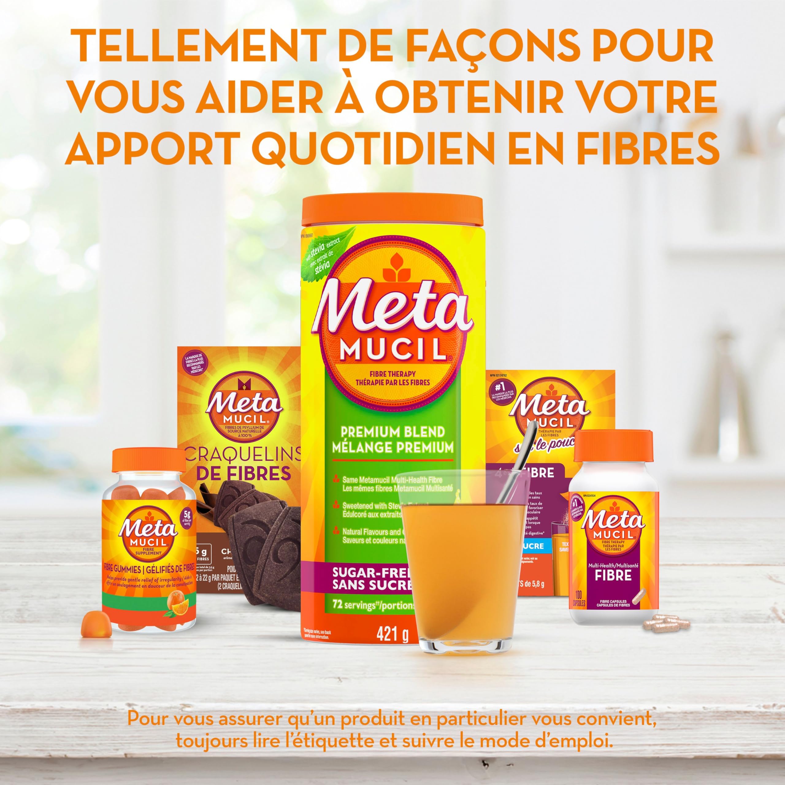 Metamucil, Premium Blend, Daily Psyllium Husk Powder Supplement, Sugar-Free with Stevia, 4-in-1 Fibre for Digestive Health, Orange Smooth Flavored Drink, 114 Servings 🍁 All In One Marketplace Canada