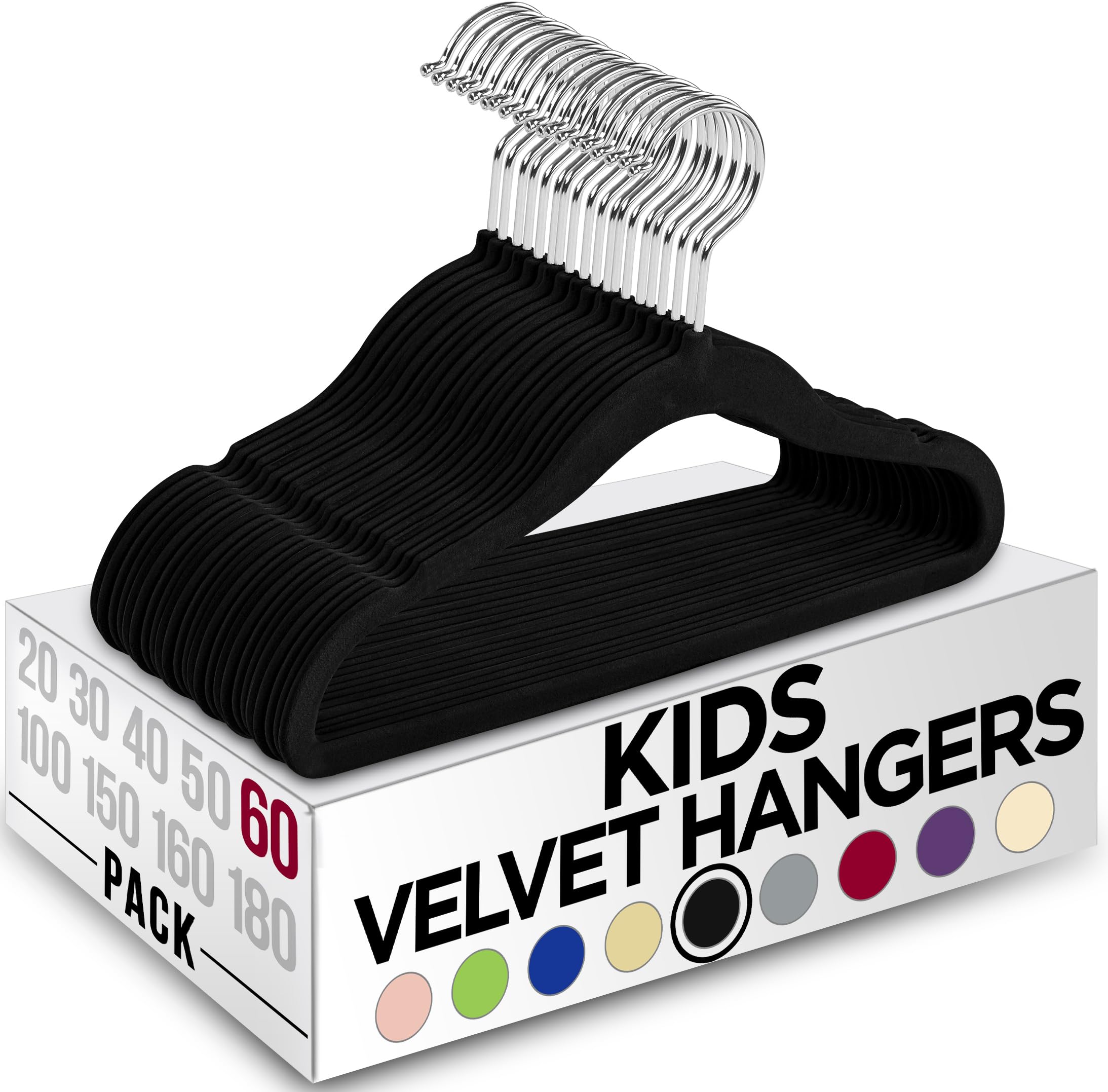 Utopia Home Baby Velvet Hangers 50 Pack, Non-Slip Baby Hangers for Kids, Infants & Toddler, Space Saving with 360-Degree Swivel Hook, Durable Small Clothes Hanger, (Black) 🍁 All In One Marketplace Canada