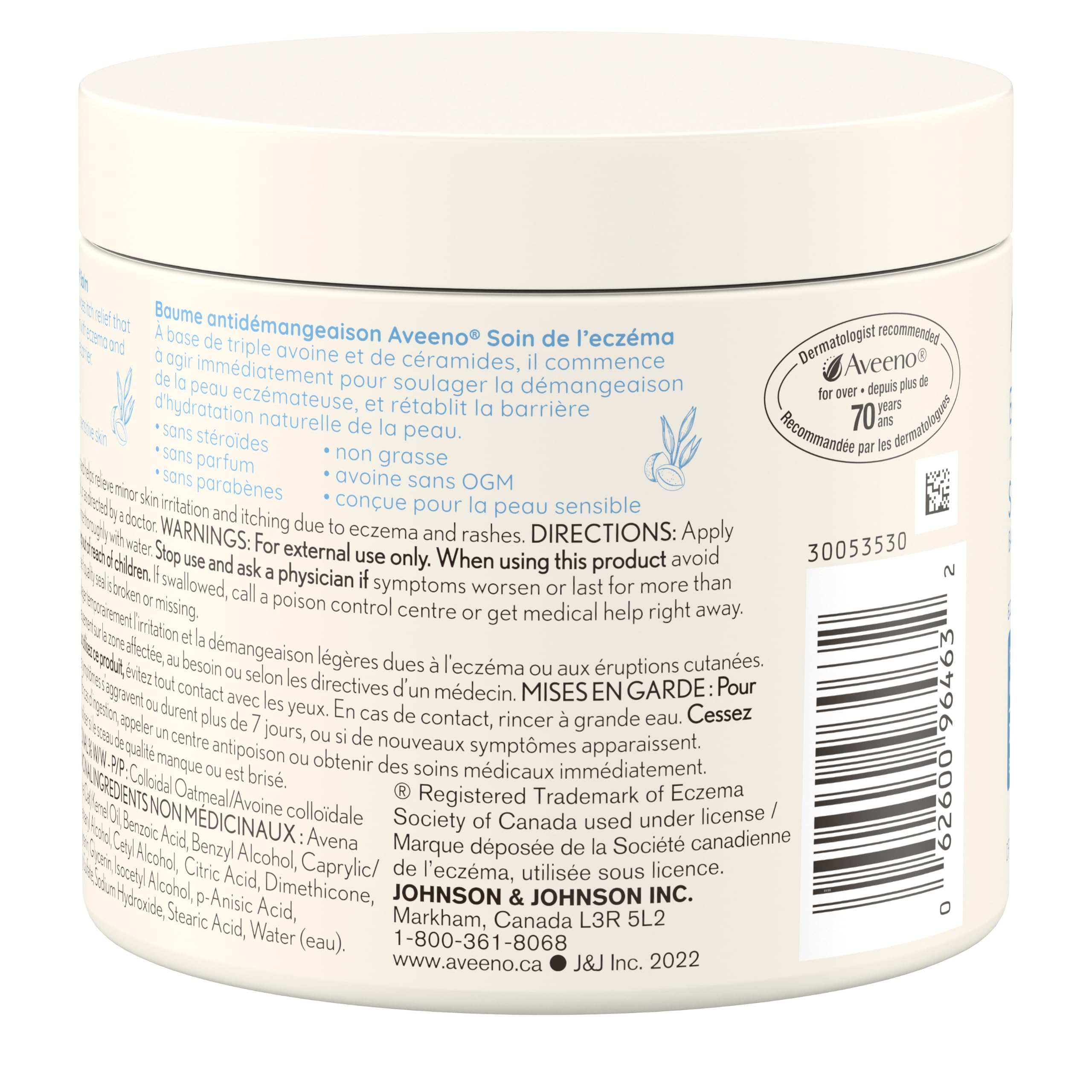 Aveeno Eczema Care Itch Relief Balm, Colloidal Oatmeal Eczema Cream for Instant Itchy Skin Relief, Intense Moisturizing Balm for Sensitive, Eczema-Prone Skin, Steroid- & Fragrance-Free, 311g 🍁 All In One Marketplace Canada