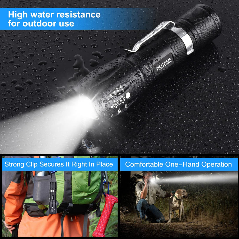 LED Flashlight, Ultra Bright XML T6 Handheld Flashlights - High Lumen, Zoomable, 5 Modes, Water-Resistant - Perfect for Camping Biking Home Emergency or Gift-Giving（2 Pack） 🍁 All In One Marketplace Canada