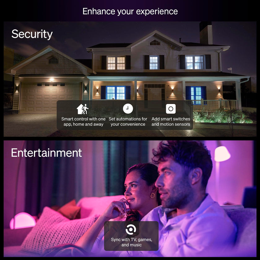 Philips Hue Essential Smart LED A19 Bulb, White and Color Ambiance, E26 Base, 8.8W, 2200K-6500K, 800 Lumens, Dimmable, Works with Alexa, Google Assistant, and Apple Home, 2 Pack 🍁 All In One Marketplace Canada
