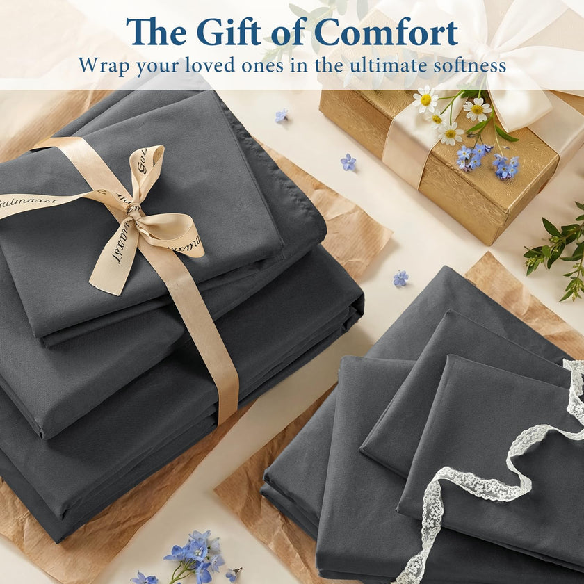 JOLLYVOGUE Queen Size Bed Sheet Set - 4 Piece Bed Sheets Set with Deep Pocket - Soft Breathable & Cooling - Resists Shrinkage & Fading Draps Queen - Easy Care (Dark Grey) 🍁 All In One Marketplace Canada