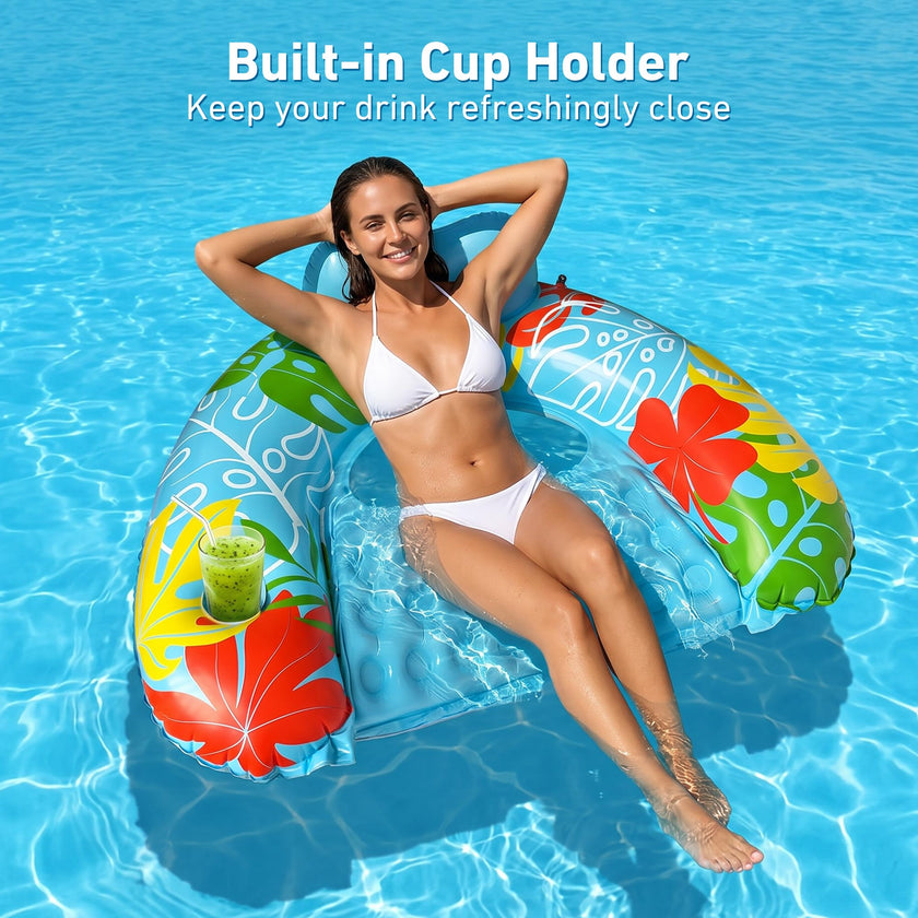 SEETOHOME 3 Pack Pool Floaties for Adults, Inflatable Pool Float Chair Adult Size with Backrest & Cup Holder Floating Pool Chair Floaties for Adults Beaches, Lakes, Rivers, Parties Water Fun 🍁 All In One Marketplace Canada