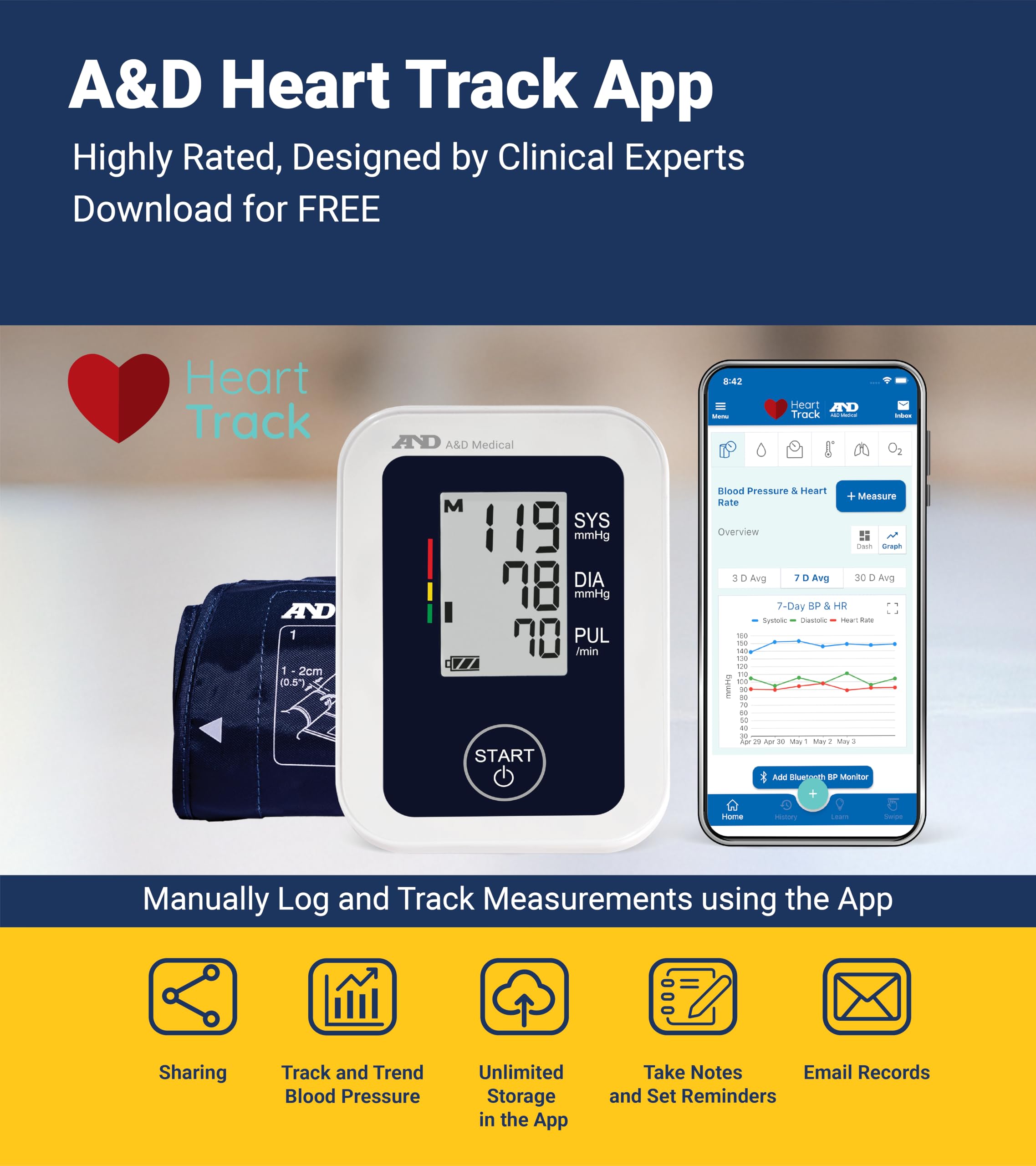 A&D Medical Blood Pressure Monitor for Home Use - UA-651CN - Upper Arm Precise BP Machine - Wide Range Cuff (8.6–16.5” / 22-42 cm) Easy To Use, One Click Operation, Adults, AA Batteries, 1-User 🍁 All In One Marketplace Canada