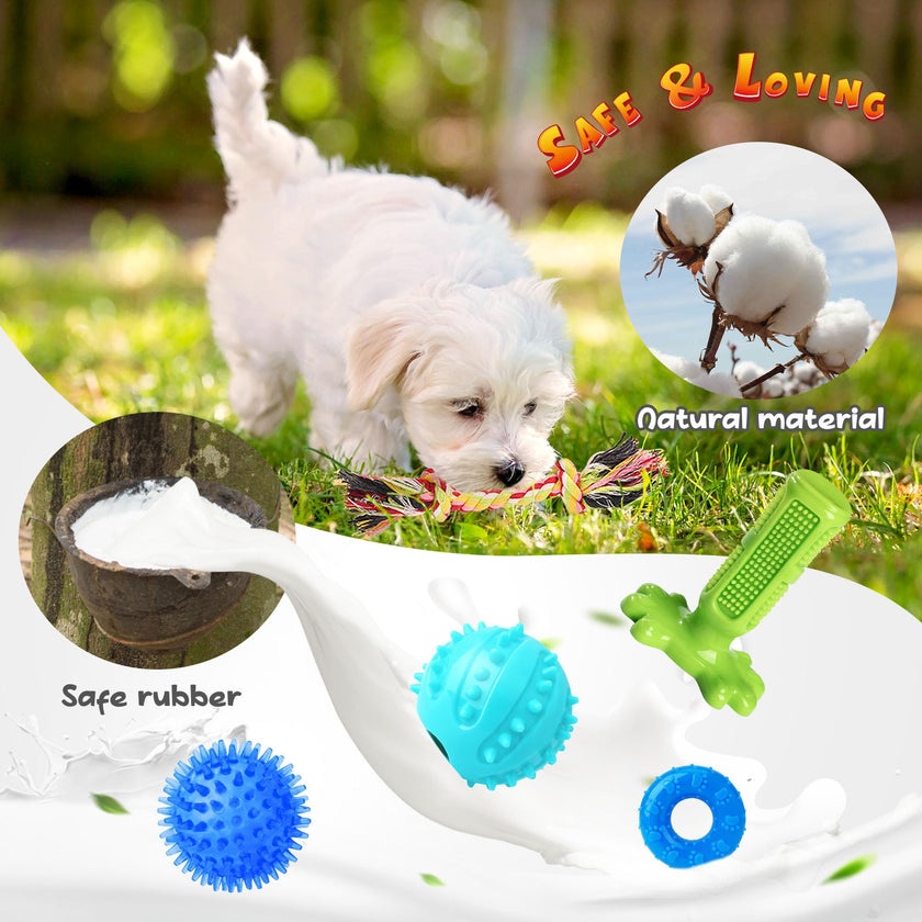 KIPRITII Dog Toys for Puppy Teething - 23 Pack Puppy Teething Toys for Boredom, Pet Dog Toothbrush Dog Toys with Rope Toys, Dog Treat Ball and More Squeaky Toy for Puppies and Small Dogs 🍁 All In One Marketplace Canada