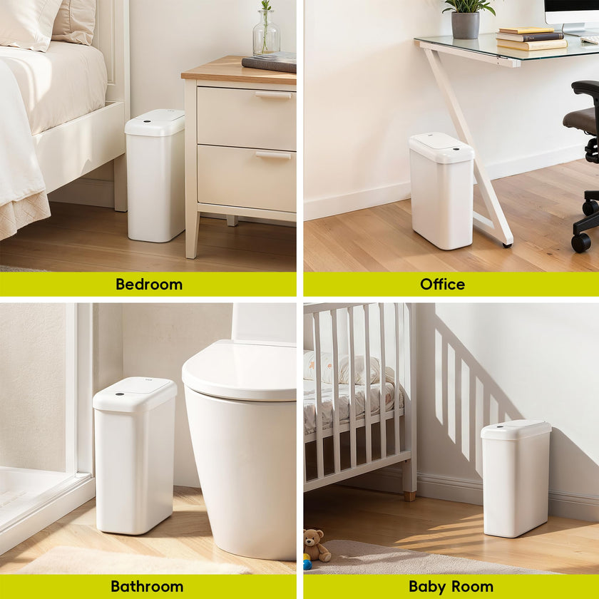 EKO Automatic Bathroom Trash Can with Lid, 2.6 Gallon Slim Touchless Garbage Can, Waterproof Motion Sensor Trash Bin for Bathroom, Office, Kitchen, White 🍁 All In One Marketplace Canada