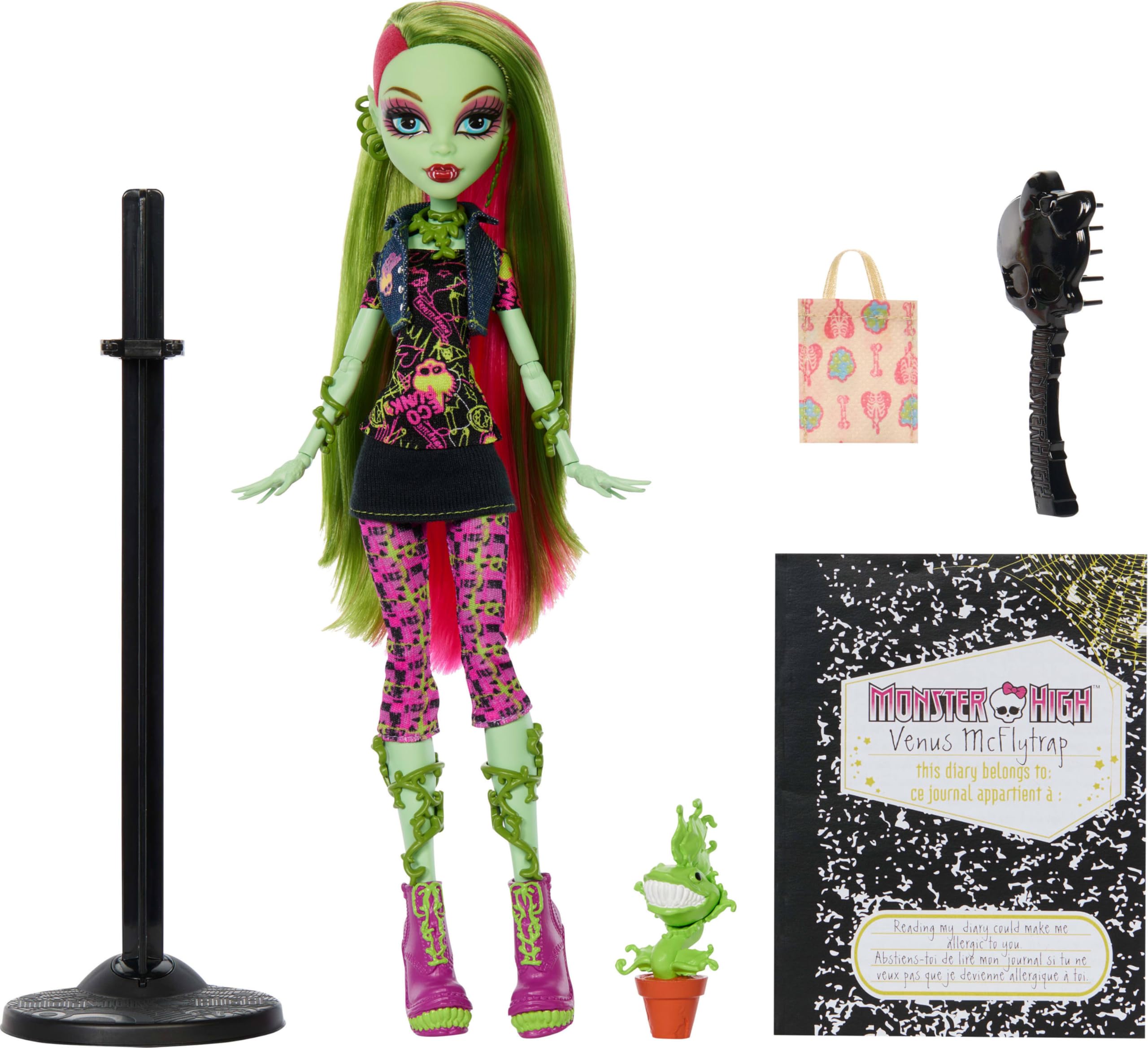 Monster High Boo-riginal Creeproduction Doll, Venus McFlytrap Collectible Reproduction with Doll Stand, Diary, and Pet Chewlian 🍁 All In One Marketplace Canada